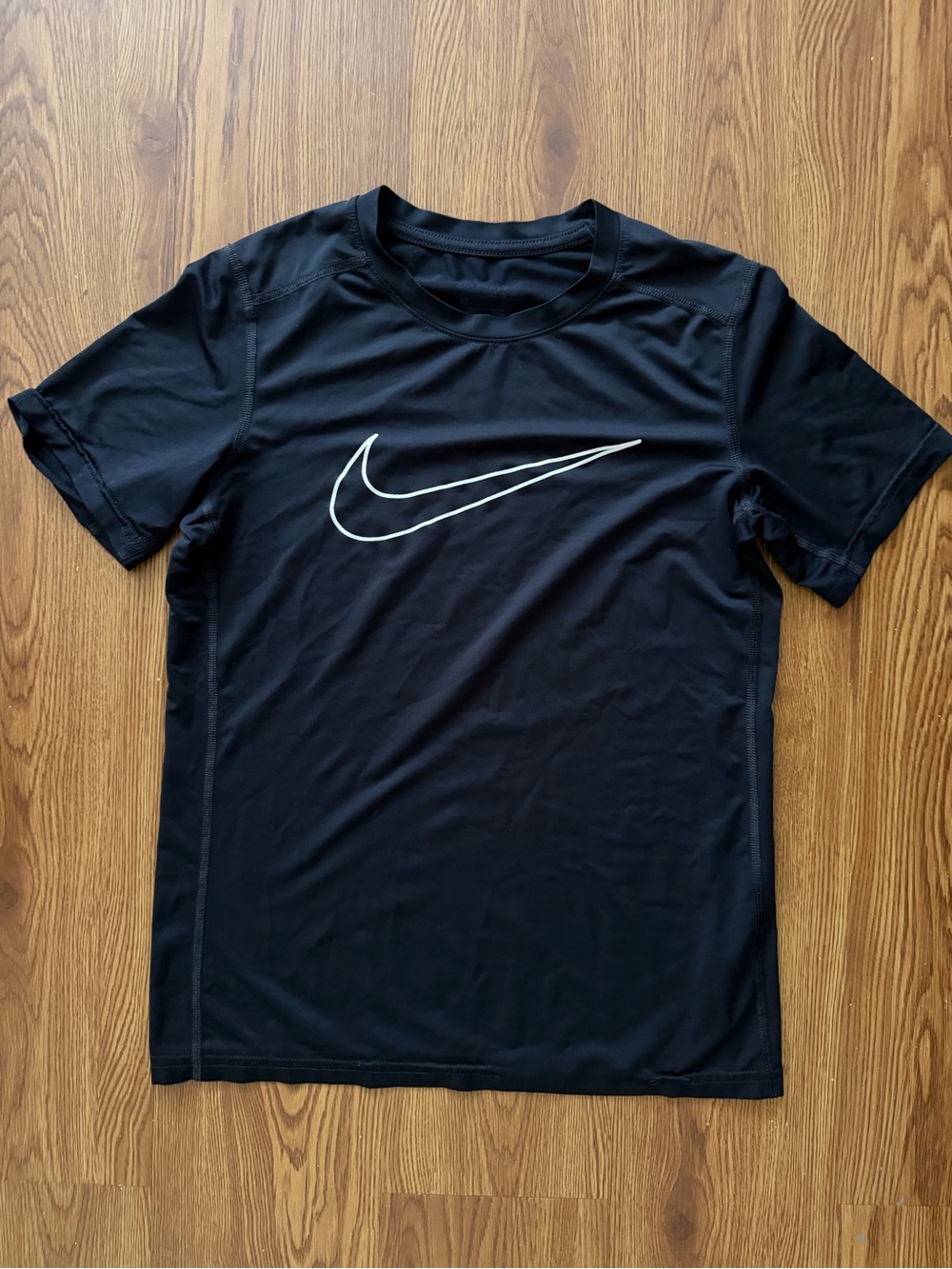 Nike Black Tee with Subtle White Swoosh Print